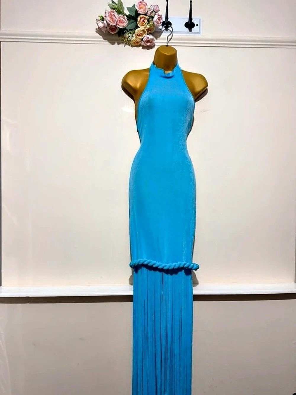 Fashion Nova Summertime Muse Fringe Maxi Dress Blue